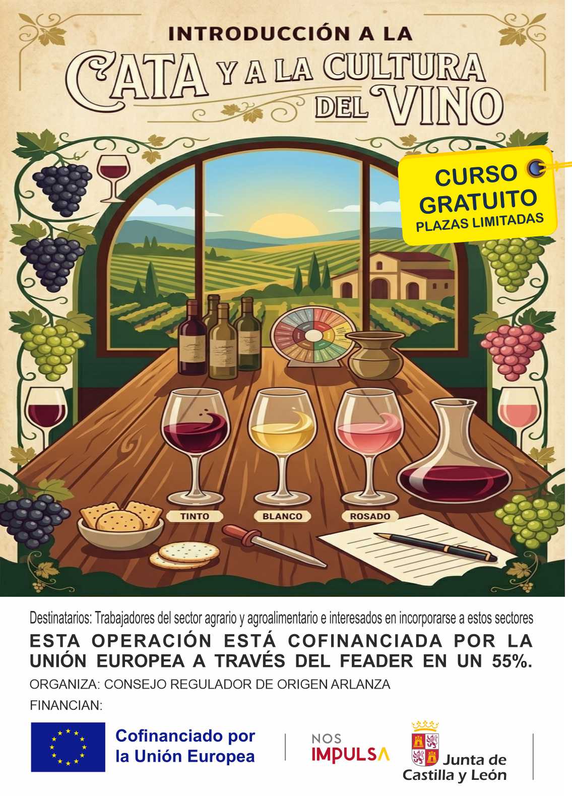 Cartel curso cata de vinos
